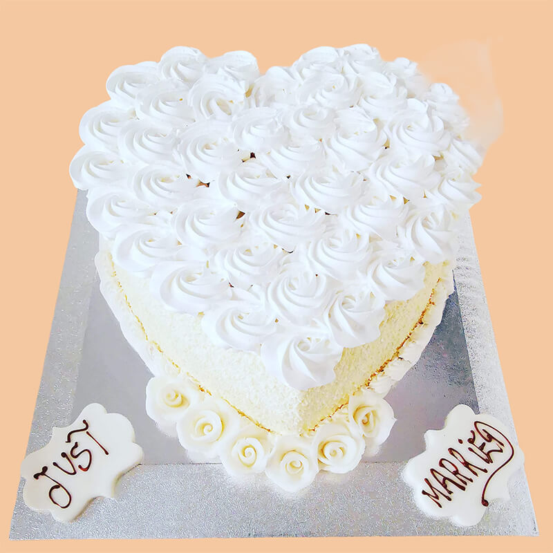 Buy Anniversary Cake | Heart Shape Cake | White Cream Cake