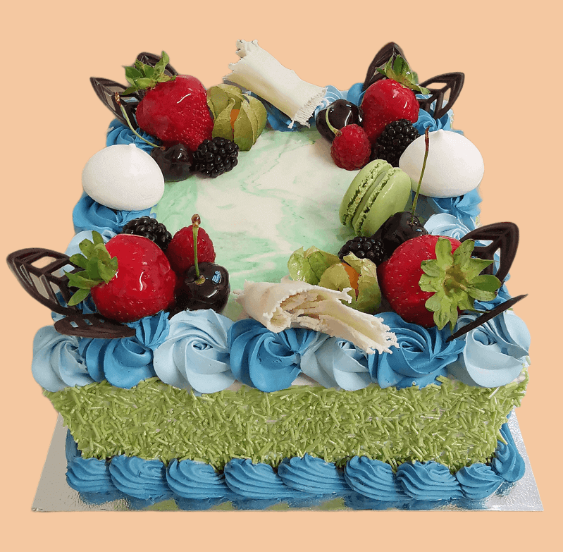 Royal Blue Fresh Roses Drips Cake – Honeypeachsg Bakery
