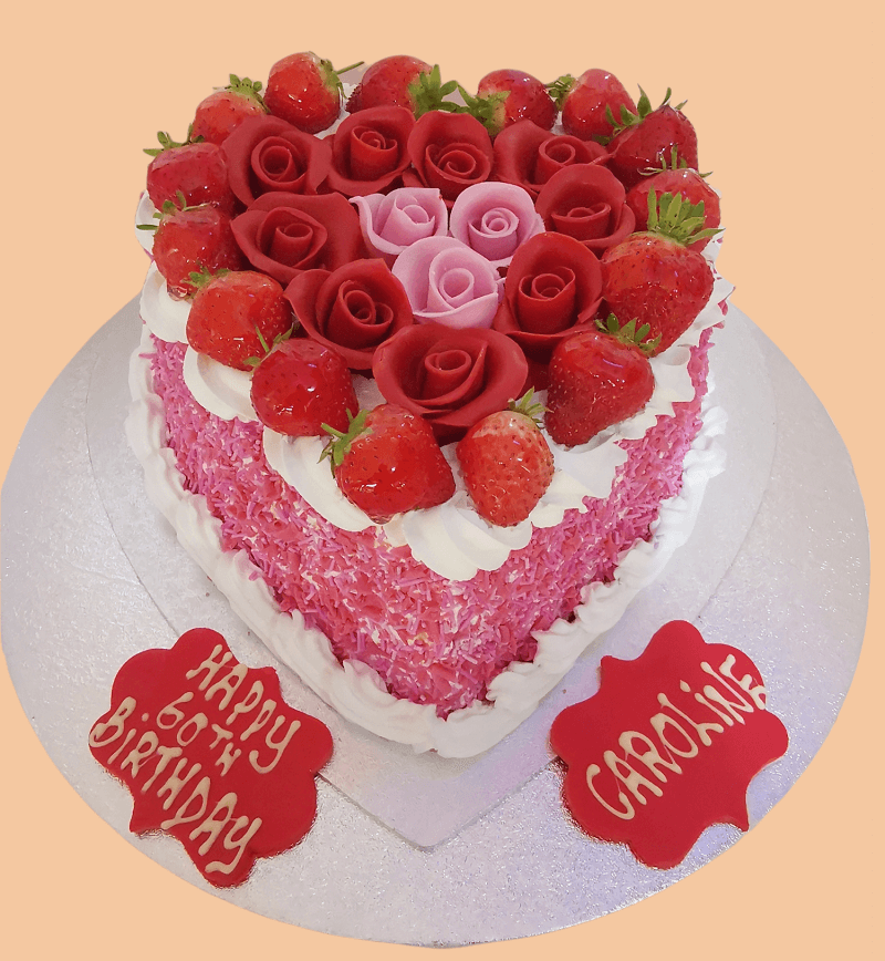 Anniversary Heart Shape Fresh cream cake Red and Pink